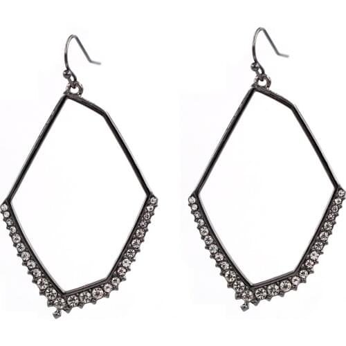 Geometric Crystal Hollow Out Drop Earrings For Women