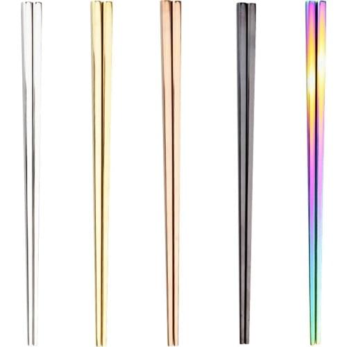 1 Pair Stainless Steel Chopsticks Metal Chop Sticks Tableware Silver Gold Multicolor Wedding Party Festival Supplies Chopsticks