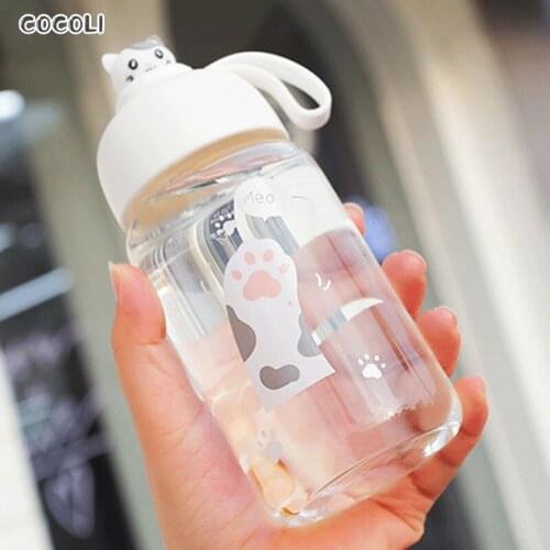 300ml Creative Animal Glass Water Bottle Juice Cup Milk Mug Leakproof Outdoor Tour Cartoon Sport Bottles for Kid/Girl Cute Gift