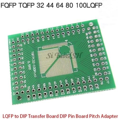 5PCS FQFP TQFP 32 44 64 80 100 LQFP to DIP Transfer Board DIP Pin Board Pitch Adapter