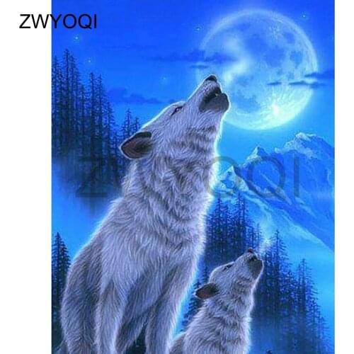 5DDIY Diamond painting Wolf animal Full Round Diamond mosaic Wolf animal Full Square Diamond embroidery Cross stitch Wolf animal