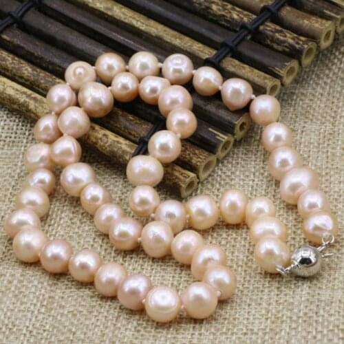 8-9mm natural freshwater white orange cultured pearl beads for women necklace gifts diy choker chain jewelry making 18inch B3231