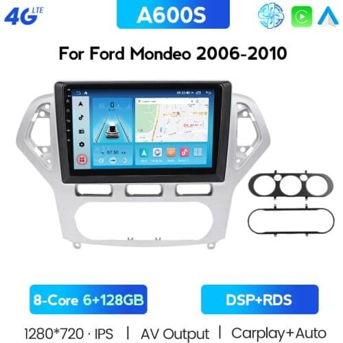 For Ford Mondeo MK4 2006-2010 Android 11 Car Radio Multimedia Video Player Navigation GPS with Silver/Black Frame 2din Head Unit