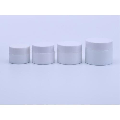 15g 20g 30g 50g white Glass Cream Jars Cosmetic Packaging with lid plastic caps & inner liners round empty small glass jars