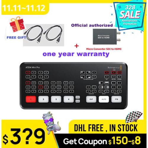 Original Blackmagic Design ATEM Mini Pro / Atem Mini HDMI-compatible Live Stream Switcher Multi-View and Recording New Features