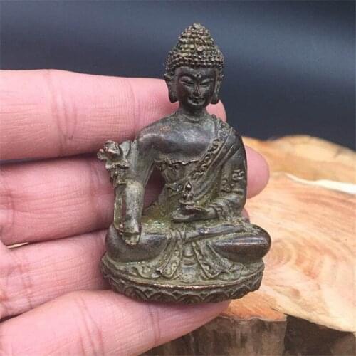 Ancient pure bronze Buddha statue Pharmacist Buddha ornament Sansheng Buddha antique bronze vessel old Baopu Guanyin ornament Bo