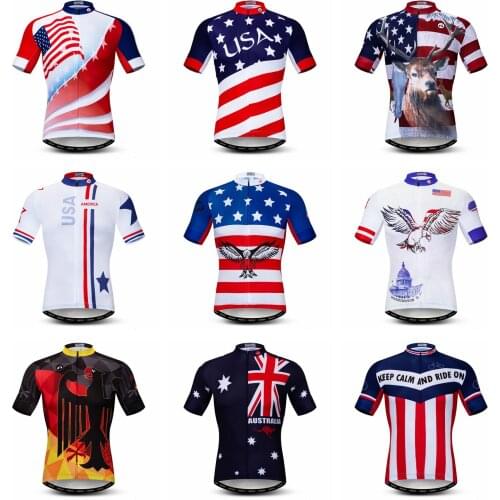 USA Men Summer Cycling Jersey Clothing MTB Road Bike Clothing Short Sleeve Ropa ciclismo Maillot Riding Bicycle Jersey