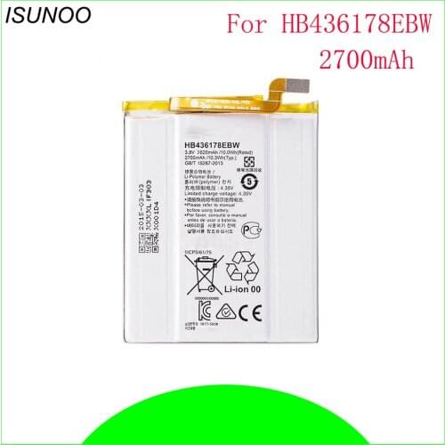 ISUNOO HB436178EBW Mobile Phone Replacement Li-Polymer Battery Bateria 2700mAh For HUAWEI Mate S CRR-CL00 CRR-UL00 Batterie Batt