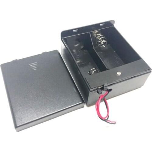 2 x D Size Battery Storage Box Holder 3V DIY Rechargeable Wire Leaded Batteries Case Cover 2 Slots with Switch