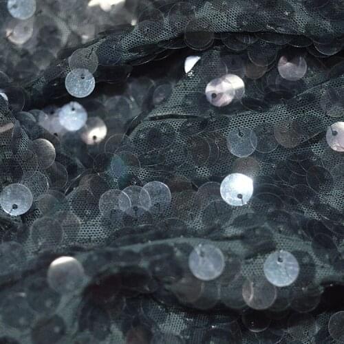 LEO&LIN New Sparkling Paillette Nail Lace Elastic Net Yarn Cloth Sequins Fashion Advanced Designer Custom Dress Gray Fabric