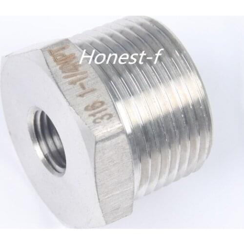 LTWFITTING Bar Production Stainless Steel 316 Pipe Hex Bushing Reducer Fittings 1" Male x 1/4" Female NPT Fuel Water Boat