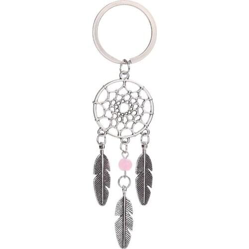 2019 Fashion Dream Catcher Tone Key Chain Silver Ring Feather Tassels Keyring Keychain For Women And Girl Gifts