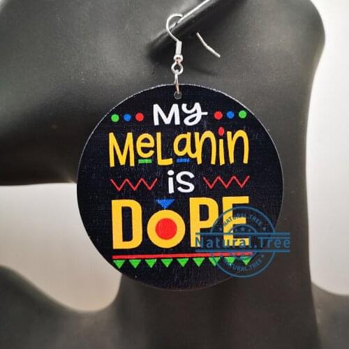 2020 My Melanin Is Dope Wooden Earrings