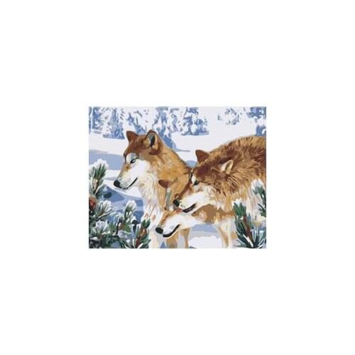 MaHuaf-W839 wild Wolves in winter DIY Painting Kit Paint By Numbers Kit DIY Oil Painting On Canvas Gifts Wall Art
