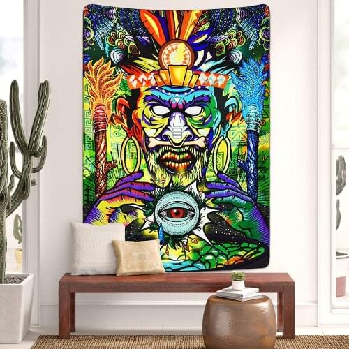 Witch Trippy Hippie Wizard Tapestry Wall Hanging for Room