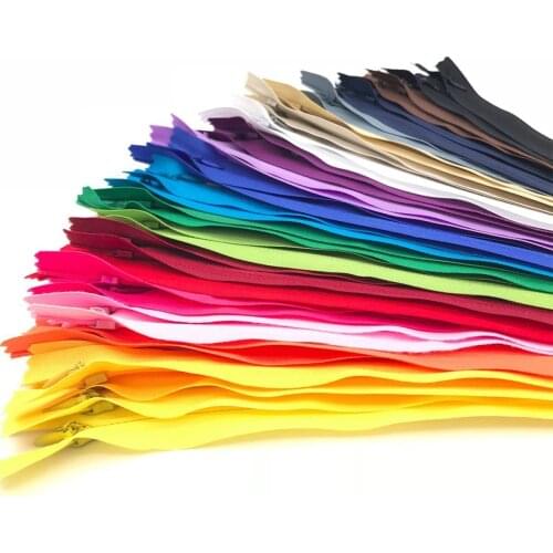 15-60CM Total Length Zippers 26 Colors Invisible Nylon Coil Zipper for Sewing Crafts and Sewing Fabric Accessories 10Pcs /Bag