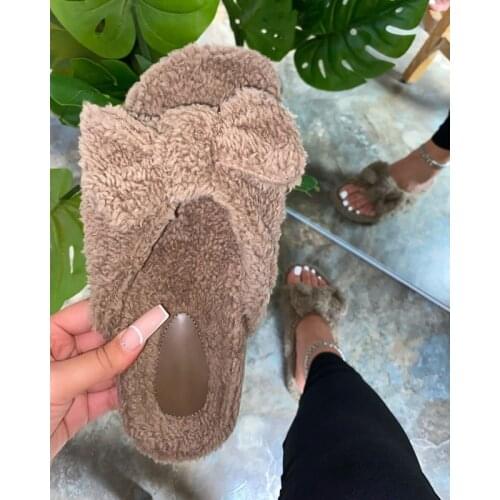 2021 spring and autumn new style comfortable and versatile bow outdoor slippers Fashion all-match large size womens slippers