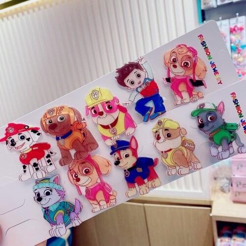 New Acrylic PAWPATROL Cartoon Childrens Baby Hair Accessories Hairpin Spin Master Cute Hairpin Side Clip Hair Tie Birthday Gift