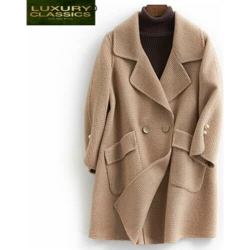 Autumn Women Winter Coats Wool Coat Female Sided Woolen Clothes Spring Plaid Jackets Abrigos Mujer Invierno 2021 LWL1318