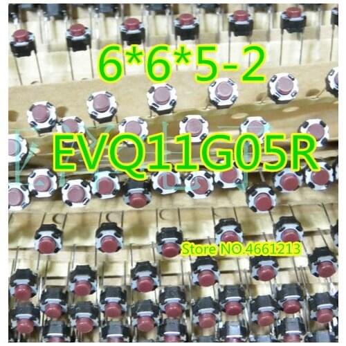 100PCS/lot EVQ11G05R tact switch 6*6*5MM 2 feet Red head light touch button original new