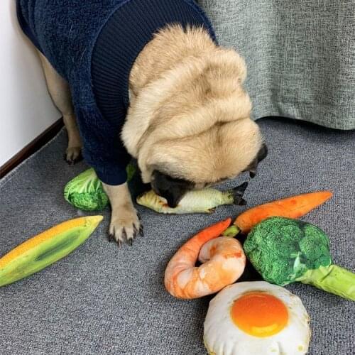 Dog Plush Toy Simulation Steak Vegetables Dog Toys Stuffed Squeaky Pet Toy Creative Food Shape Interactive Chew Toy Pet Supplies