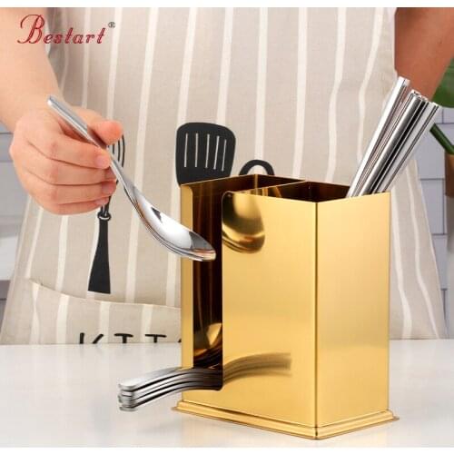 1Pc Cutlery Storage Rack Drain Chopstick Holder Stainless Steel Tableware Rack Spoon Chopsticks Storage Box Home Kitchen Tools