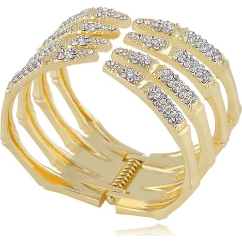 HAHA&TOTO Luxury Full CZ Diamonds Eagle Claw Cuff Bangle Statement Bracelet for Women Girls Punk Trendy Bracelet Pulseira