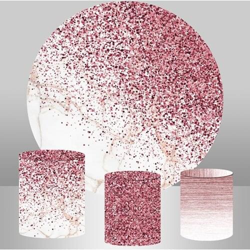 Pink Rosa Bokeh Glitter Round Backdrop Cover Bridal Wedding Party Decor Background for Photo Studio Birthday Cake table Banner