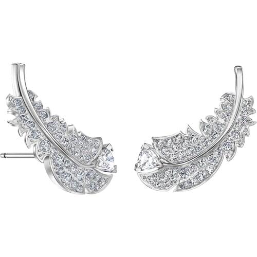 Huitan Newly-designed Feathers Earrings Women Creative Accessories Wedding Engagement Party Fashion Earrings Aesthetic Jewelry