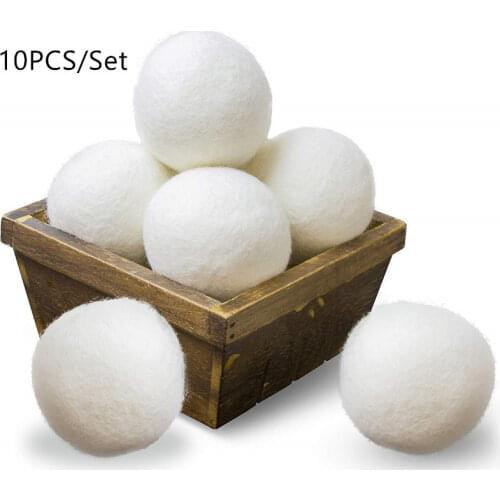 10 pcs/set 100% Organic Reusable Wrinkles Handmade Dryer Balls Saves DryingFree Felt laundry ball Wool felt dry ball