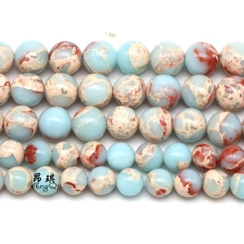 ShouShan Stone Round Beads Snakeskin Blue Loose Beads For Jewelry Making 4-12mm Pick Size Diy Bracelet Necklace 15inches Strand