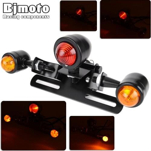 Universal CNC Motorcycle License Number Plate Frame Holder Bracket with Turn Signal Lights