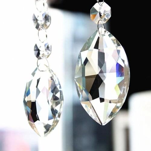 60pcs/lot 38mm Crystal Marquis Clear Suncatcher Chandelier Faceted Pointed Oval Pendant, Crystal glass lamp Part