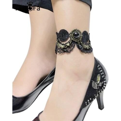 YiYaoFa Black Lace Anklets for Women Accessories Handmade Gothic Jewelry Vintage Lady Party Foot Jewelry LA-16