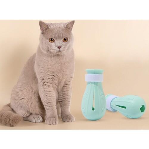 Anti-Scratch Cat Claw Cover Cut Nails Foot Cover Pet Paw Protector Adjustable Cat Grooming Supplies Anti-Biting Cat Shoes Boots