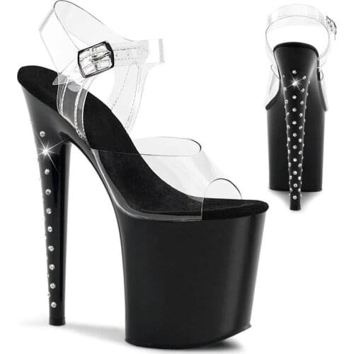 Women Sandals Office Ladie Dress Shoes PVC Buckle Strap CM Thin High Heels waterproof Rhinestone fashion Party women shoes 2020