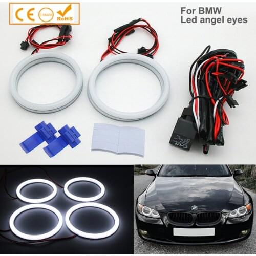 1SET(2x100mm+2x120mm)Two-Color SMD Cotton Light Halo Rings DRL LED Angel Eyes Kit For BMW E90 E91 E92 E93 E81 E82 E87 E88