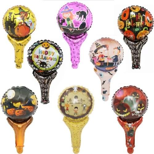 10PCS Cartoon Happy Halloween Aluminum Foil Balloon Pumpkin Ghost Bat Witch Party Balloon Mini Inflatable Balloon Party Decor