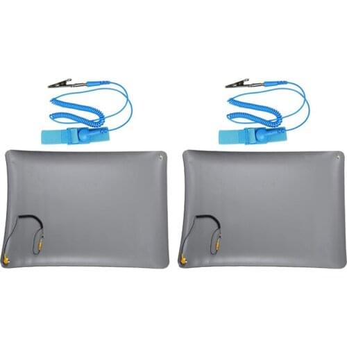 2Set 700X500x2mm Anti-Static Mat + Ground Wire + Esd Wrist, Used For Mobile Phone Computer Electronic Repair Work Mat