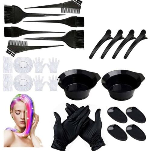 22 PCs Hair Dyeing Tool Set HairColor Mixing Dye Bowl Comb Brush Styling Hair Tint Tool Set Shower Cap