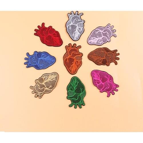 9pcs/lot Heart Patch Iron On Patches For Clothes Stickers Punk Embroidered Patches For Clothing Patch/Applique On Clothes Stripe