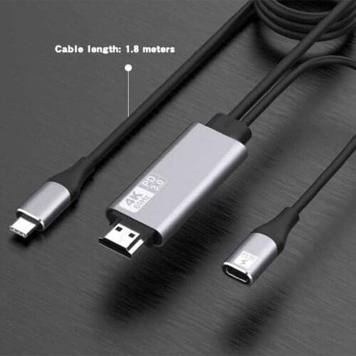 USB-C To HDMI-Compatible Cable Type C Screen Sharing 4K HD 60Hz Plug And Play 1.8M Long Line Design Display Receiver
