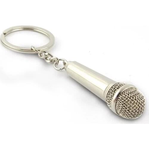 FREE SHIPPING 100pcs/lot Novelty Metal Microphone Keychains New Design Microphone Keyrings Can Hide a Love Note Gifts