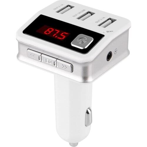 Bluetooth Car Charger FM Transmitter Hands-free AUX Stereo Music Play With LED Display And Three USB Charging Port Suitable