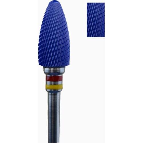 Bullet Shapel - Blue Zirconia Ceramic Dental Lab Burs - Cross Cut