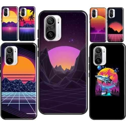 80S Vaporwave Retro Synthwave Sunset Cover For Xiaomi Mi Note 10 Lite 9T 10T Pro Mi 11 Ultra Phone Case For POCO X3 Pro F3 M3