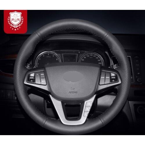Car Steering wheel cover Sweat absorption leather Hand stitch grips For Hyundai ix35 Santafe Tucson VERNA Elantra MISTRA