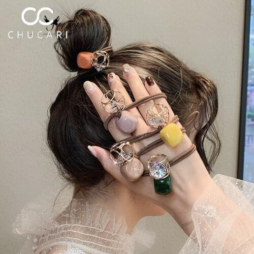 CHUCARI Korean Girls Hollowed Drill Rubber Bands Gum Ponytail Holder Candy Elastic Hair Bands Fashion Hair Accessories headpiece