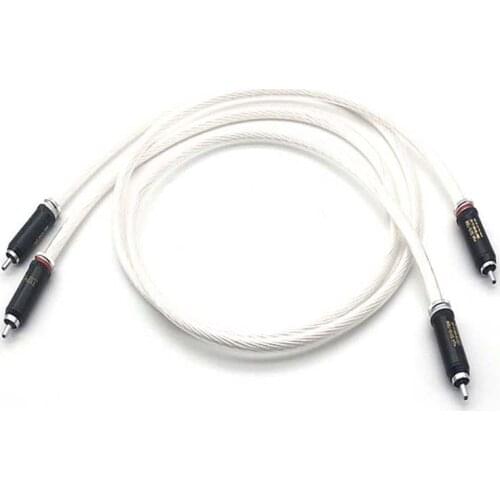 Hifi 5N OCC Copper Silver Plated Hi-end CD Amplifier Interconnect 2RCA to 2RCA Male Audio Cable
