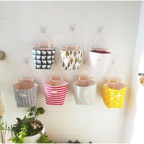 Canvas Storage Bag Home Hanging Organizer Wall Door Hang Storage Pocket Bathroom Sundries Container Office Desktop Organziers